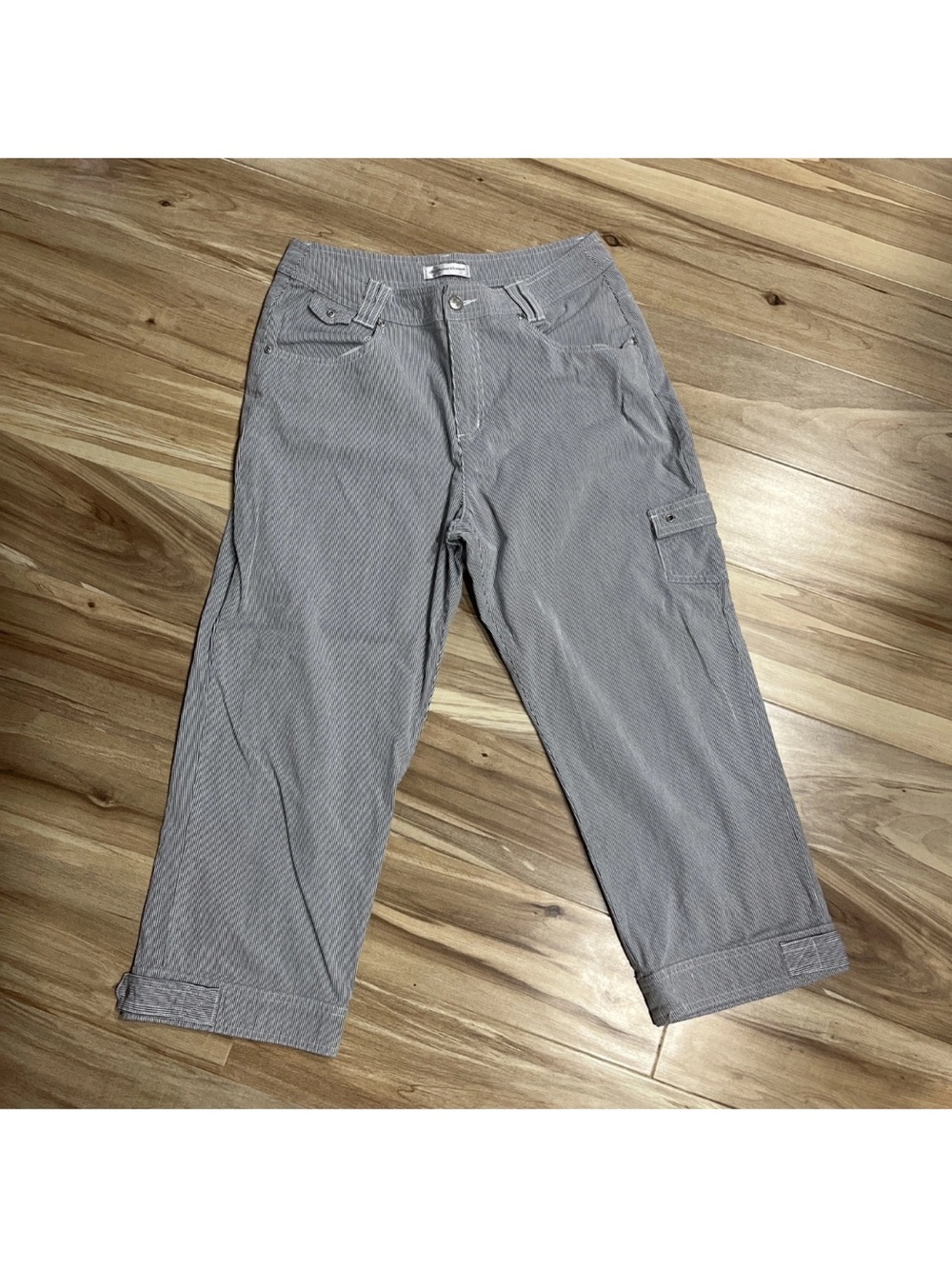 Christopher & Banks Blue White Striped Cargo Capris